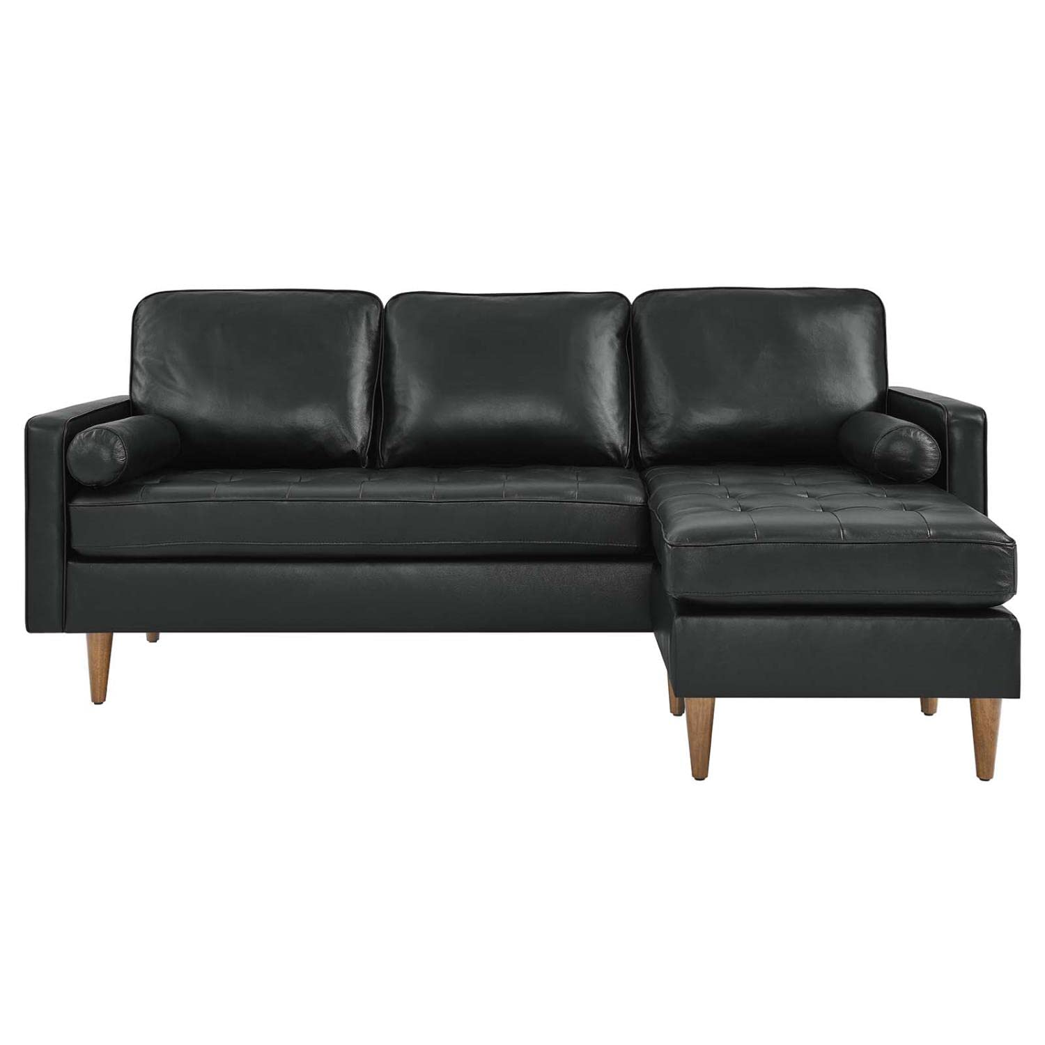 Modway Valour 78&Quot; Modern Style Leather Apartment Sectional Sofa In Black